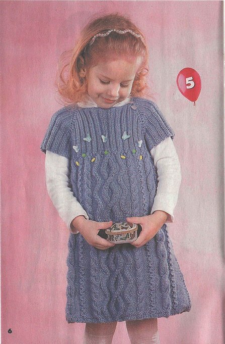 платье спицами узором из кос для девочки 5 лет