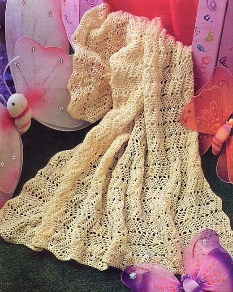 Солнечный ажурный плед для новорожденной крючком