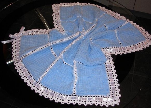 Плед из квадратных мотивов спицами