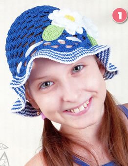 Ажурная панамка с ромашкой крючком