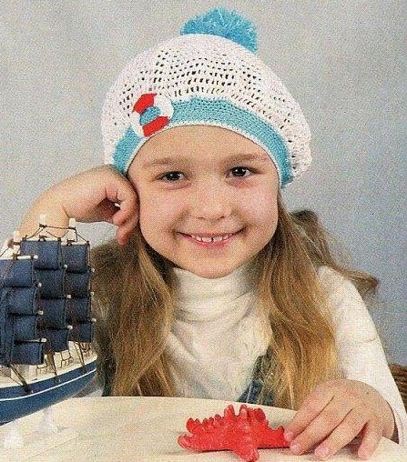 "Морской" берет для девочки крючком