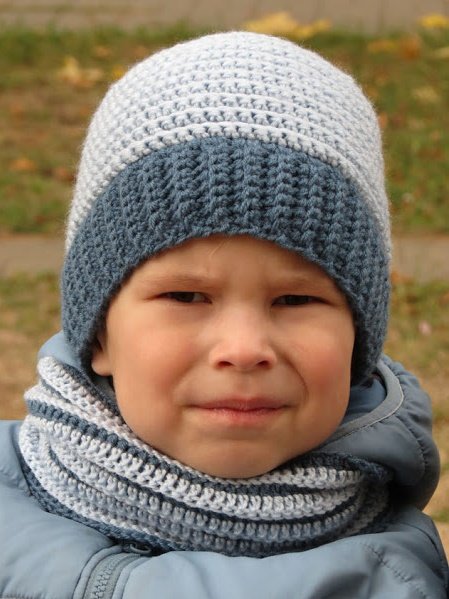 Зимний снуд для мальчика крючком