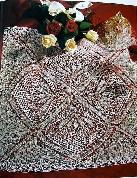Салфетка "Очарование" спицами