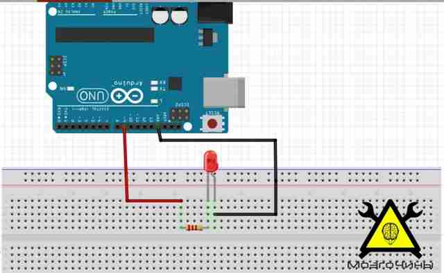 Программирование Arduino урок 2 - схема в железе Программирование Arduino урок 2 - схема в железе