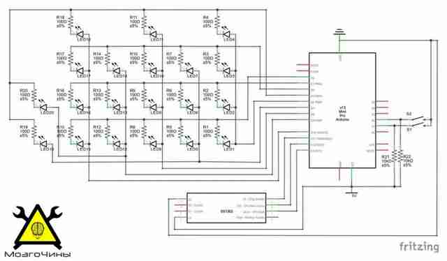 Бинарные часы на базе Arduino своими руками