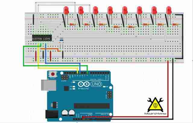 Программирование Arduino урок 13 — сдвиговый регистр 74HC595