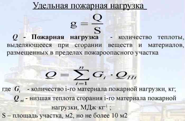 формула удельной пожарной нагрузки