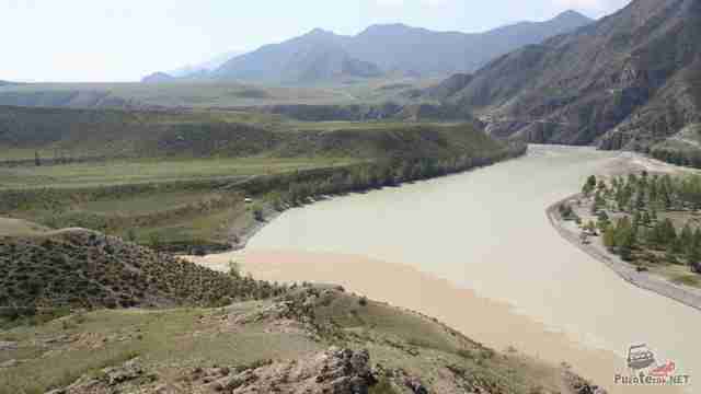 Чуя и Катунь, видно грязные воды Чуи
