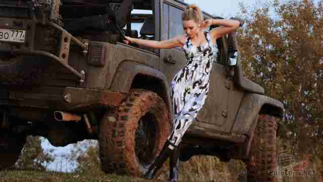 Фото Miss marzipanka с внедорожниками Фотосессия Miss Marzipanka и jeep