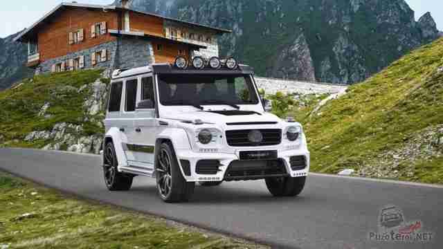 Белый Mercedes Benz Gelandewagen Mansory в альпах