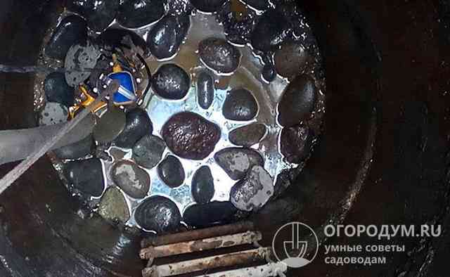 Помимо слоев песка и щебня для защиты от плывуна на дне колодца размещают крупные плоские природные камни
