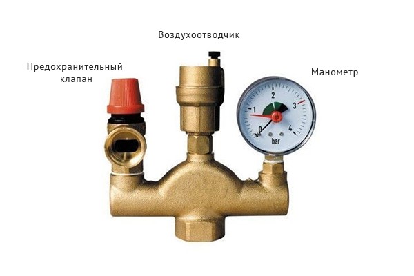 Состав группы безопасности для котла Состав группы безопасности для котла