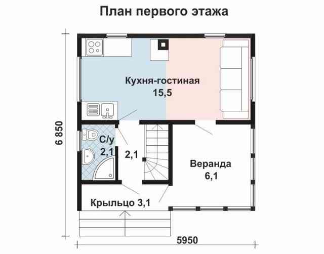 Планировка двухэтажного дома 6 на 6 м: особенности организации пространства (+40 фото) Планировка дома 6 на 6 с санузлом