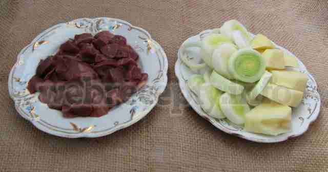 Подготовленные: печень, картофель, лук Podgotovlennye: pechen', kartofel', luk